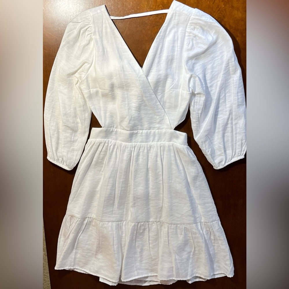 Express Solid Tie Back Ruffle Hem Mini Dress Size… - image 2